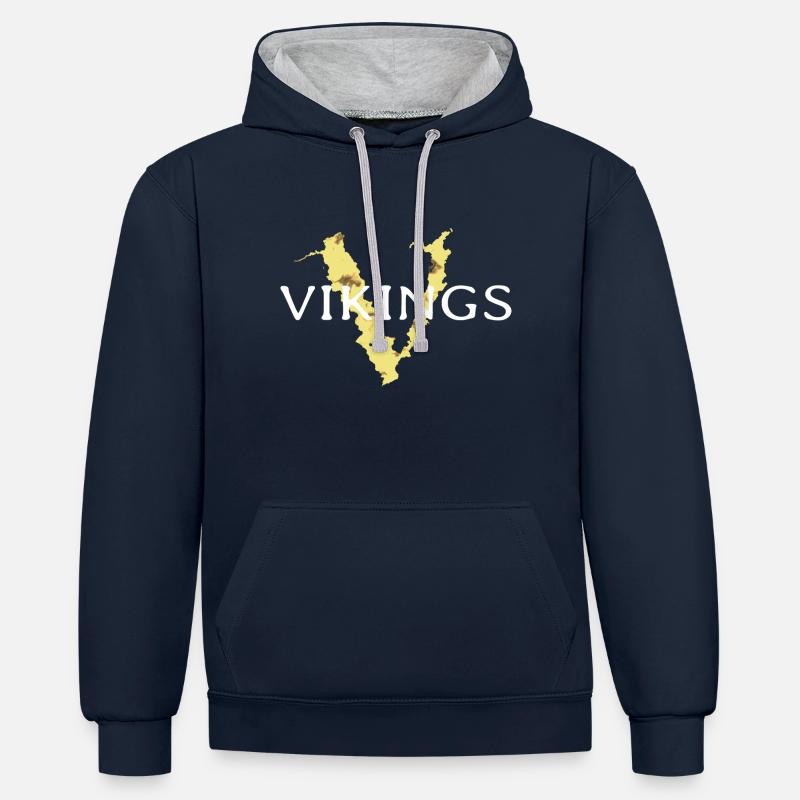 Vikings - Sweat à capuche contrasté - bleu marine/gris chiné