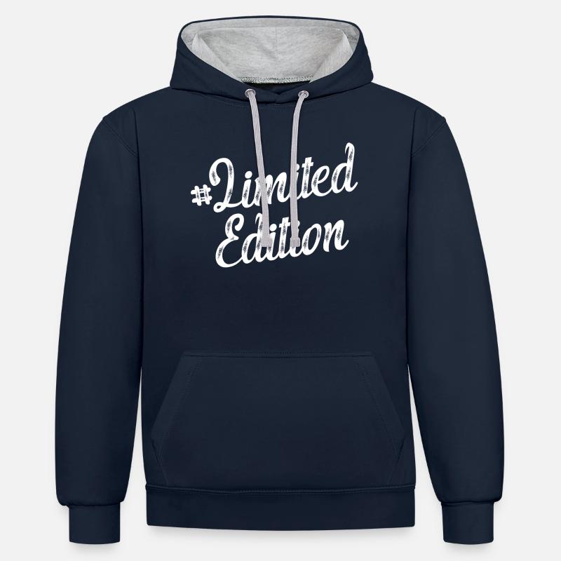 édition limitée - Sweat à capuche contrasté - bleu marine/gris chiné
