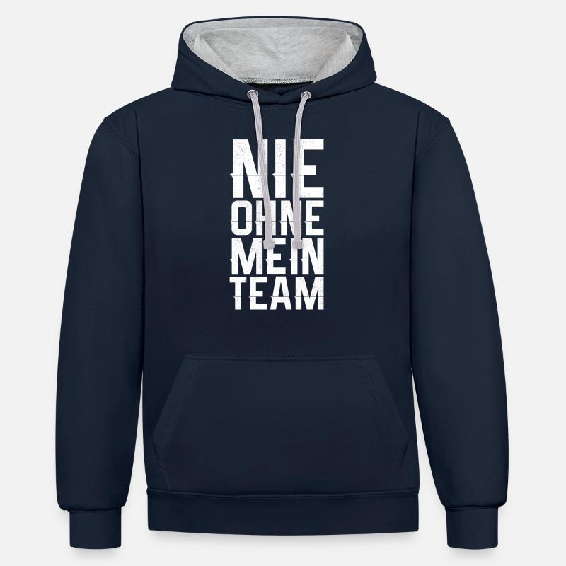 à l’exclusion de mon équipe - Sweat à capuche contrasté - bleu marine/gris chiné