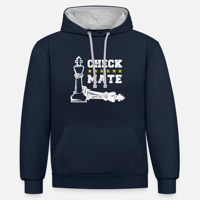 Échecs échecs - Sweat à capuche contrasté - bleu marine/gris chiné