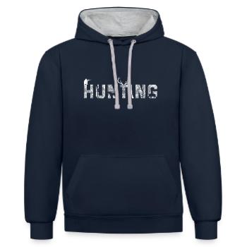 Chasser chasseurs - Sweat à capuche contrasté - bleu marine/gris chiné - Devant - Nico (186cm)