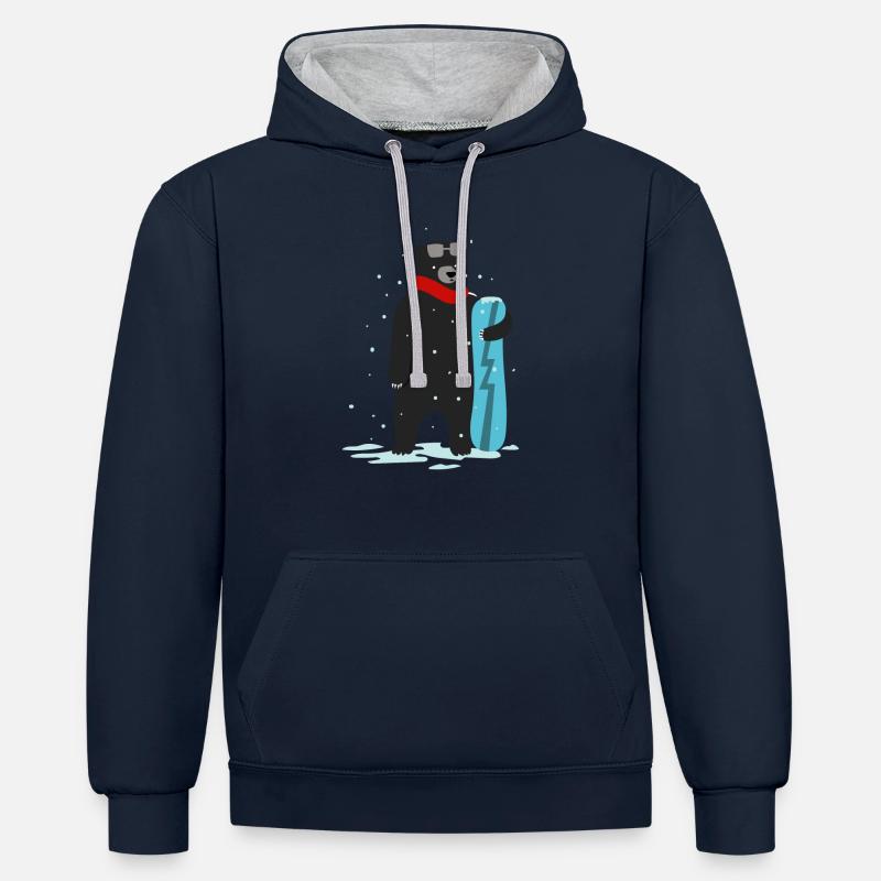 Nette Snowboardfahrt, die Geschenkgeschenkideen zeichnet - Kontrast-Hoodie - Navy/Grau meliert