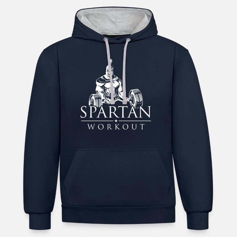 spartan workout sparta - Sweat à capuche contrasté - bleu marine/gris chiné