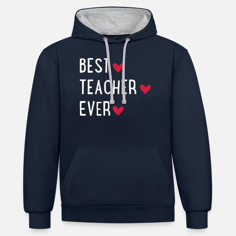 Enseignants - Sweat à capuche contrasté - bleu marine/gris chiné