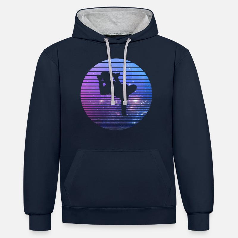 break dance - Sweat à capuche contrasté - bleu marine/gris chiné