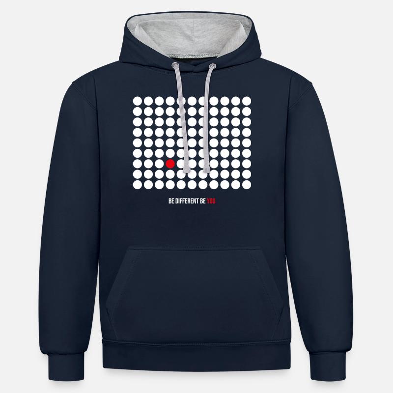 Sois différent sois toi - Sweat à capuche contrasté - bleu marine/gris chiné