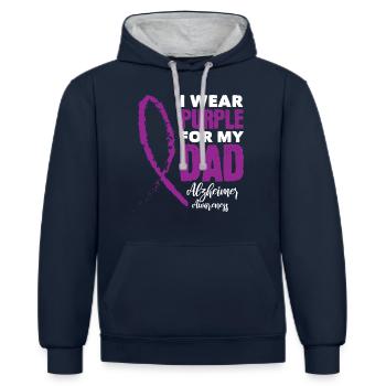 Alzheimer Purple - Kontrast-Hoodie - Navy/Grau meliert - Vorne - Nico (186cm)
