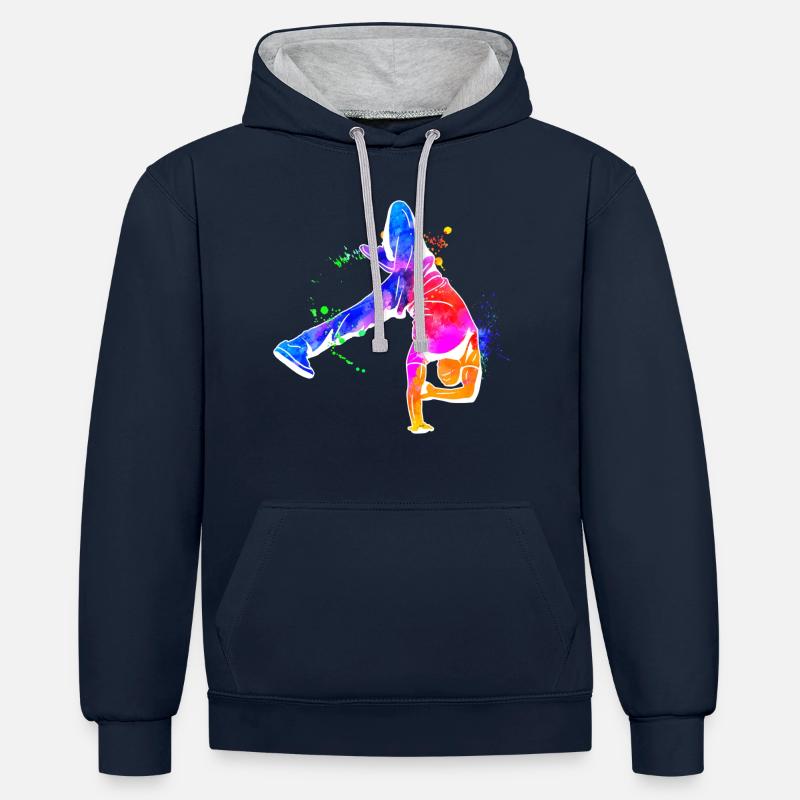 Breakdance gift gift idea - Contrast hoodie - navy/heather grey
