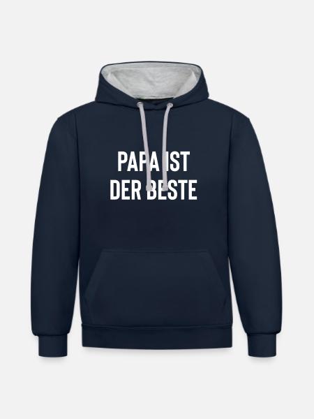 Bester Papa - Kontrast-Hoodie - Navy/Grau meliert