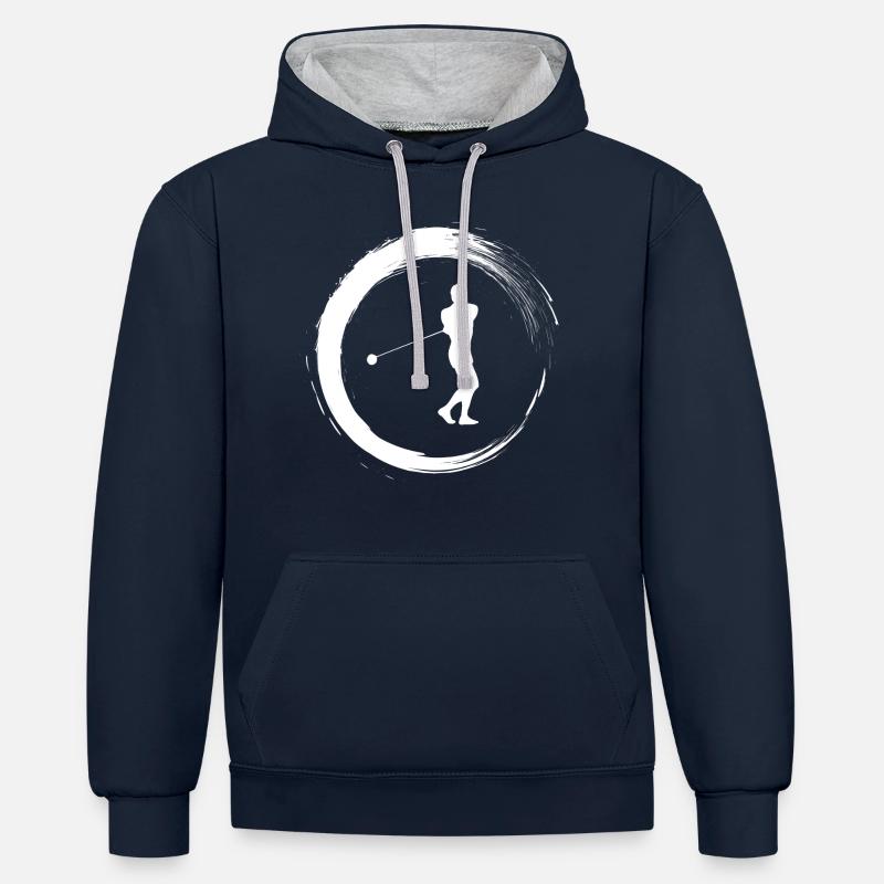 Lancer de marteau - Sweat à capuche contrasté - bleu marine/gris chiné
