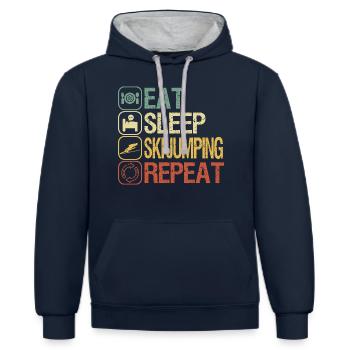 Skispringen - Kontrast-Hoodie - Navy/Grau meliert - Vorne - Nico (186cm)