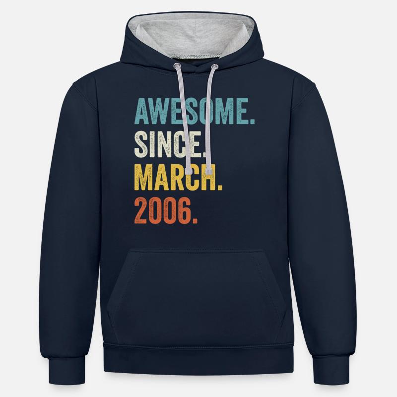 Awesome Since March 2006 16e anniversaire - Sweat à capuche contrasté - bleu marine/gris chiné