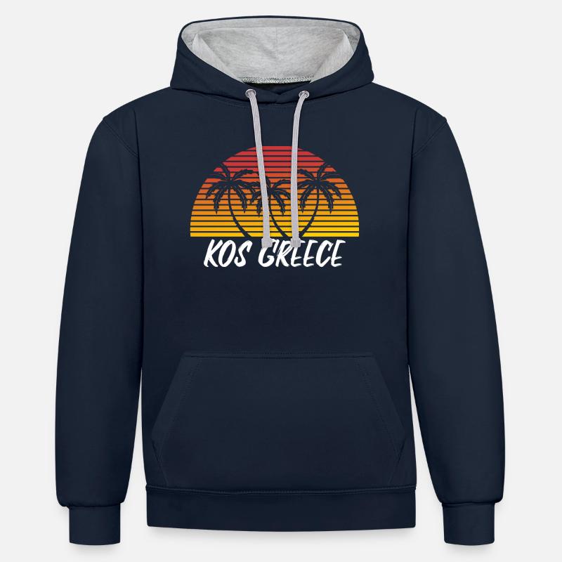 Kos Grèce - Sweat à capuche contrasté - bleu marine/gris chiné