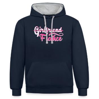 Girlfriend Fiance Engagement - Kontrast-Hoodie - Navy/Grau meliert - Vorne - Nico (186cm)