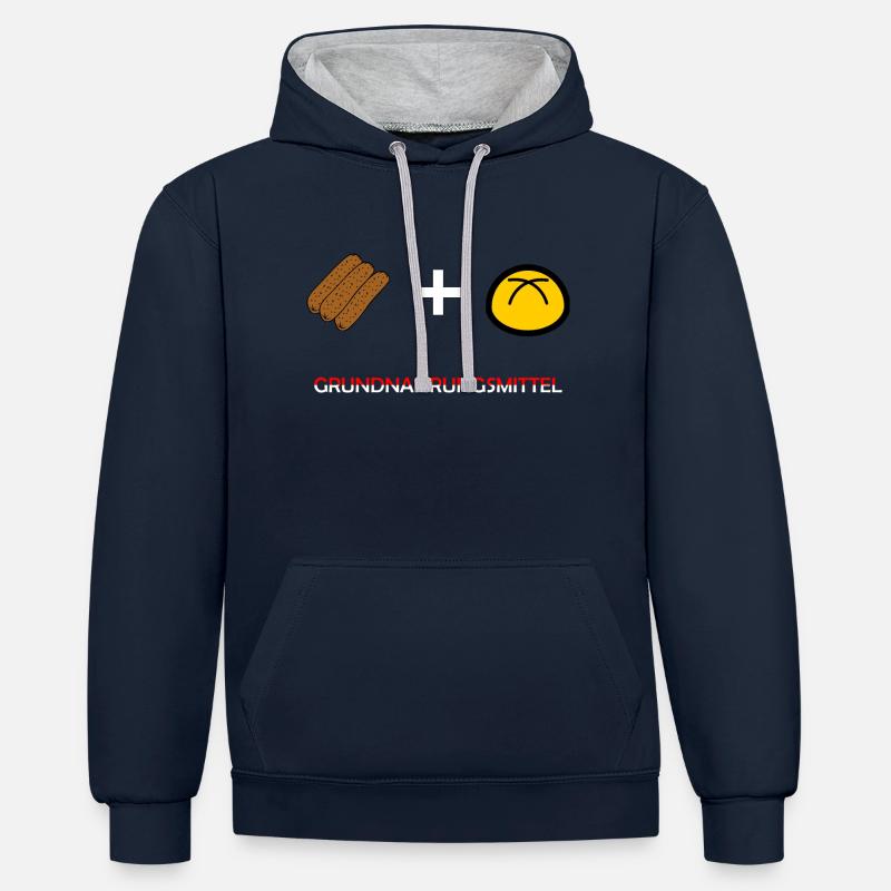3 à Weckla - Sweat à capuche contrasté - bleu marine/gris chiné