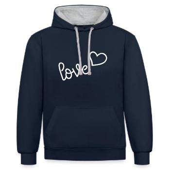 Love - Kontrast-Hoodie - Navy/Grau meliert - Vorne - Nico (186cm)