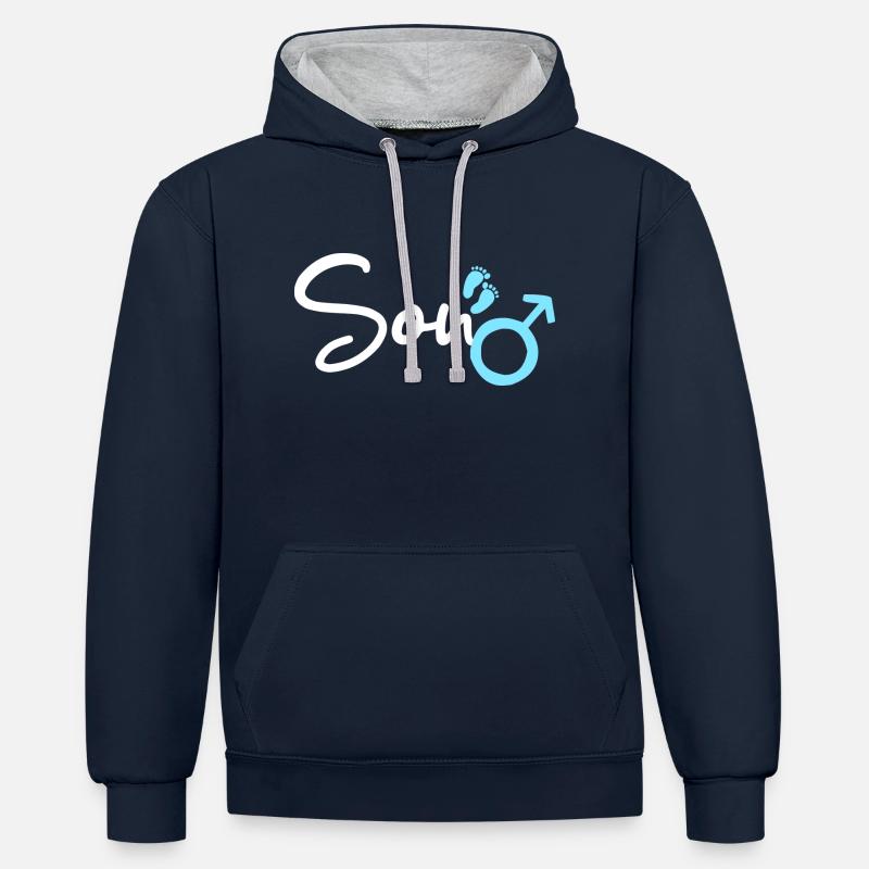 fils - Sweat à capuche contrasté - bleu marine/gris chiné