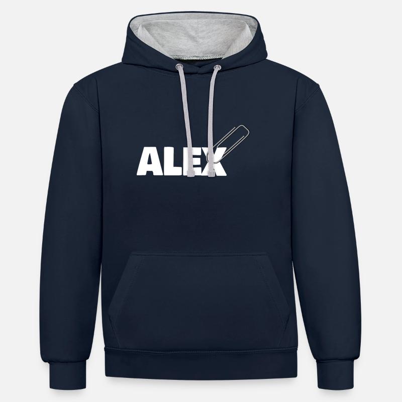 Alex - Sweat à capuche contrasté - bleu marine/gris chiné