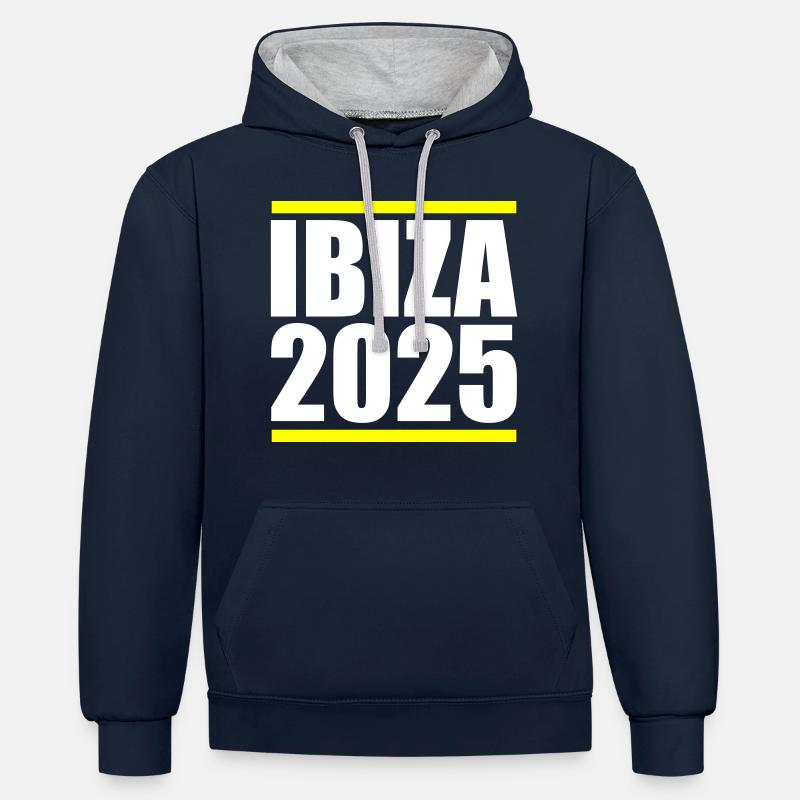 Ibiza 2025 - Sweat à capuche contrasté - bleu marine/gris chiné