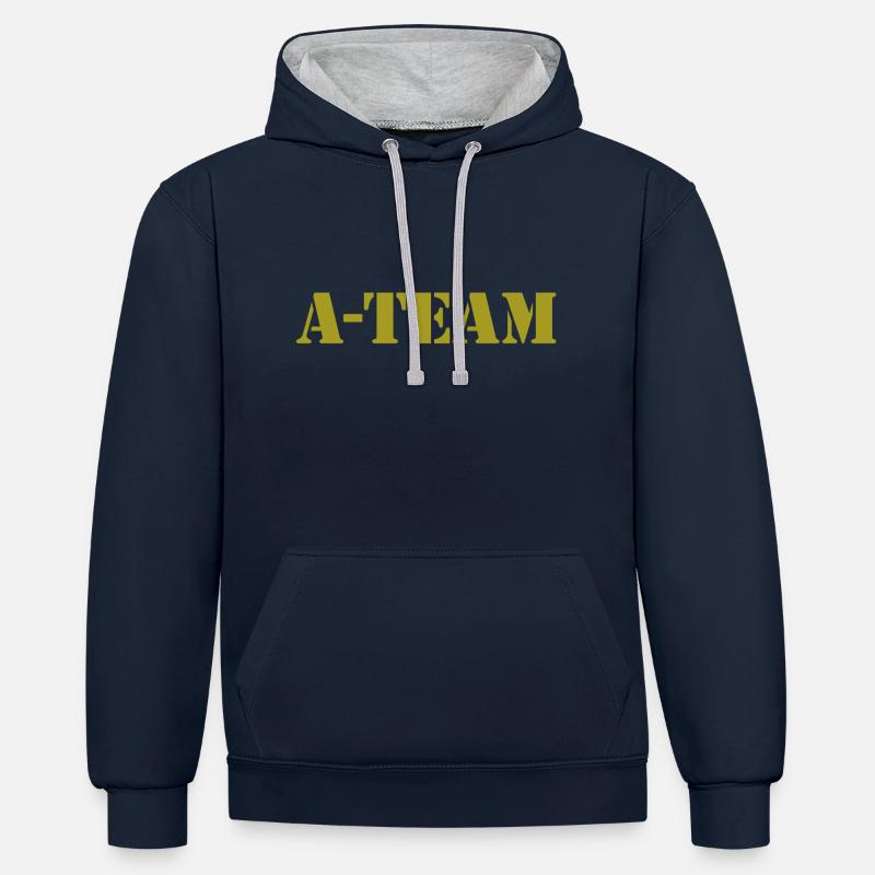 A-Team - Felpa con cappuccio in contrasto cromatico - navy/grigio melange