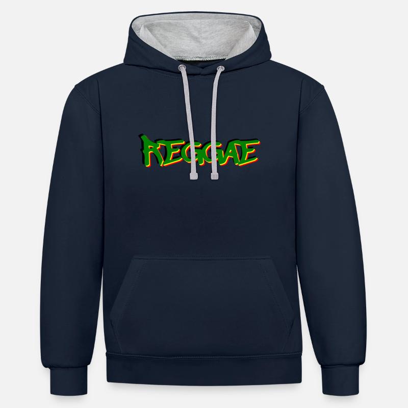 reggae - Sweat à capuche contrasté - bleu marine/gris chiné