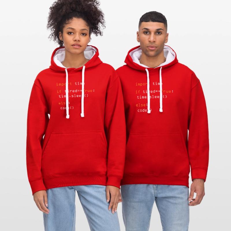 Python Code Import Sleep Tired Loop Sweat à capuche contrasté