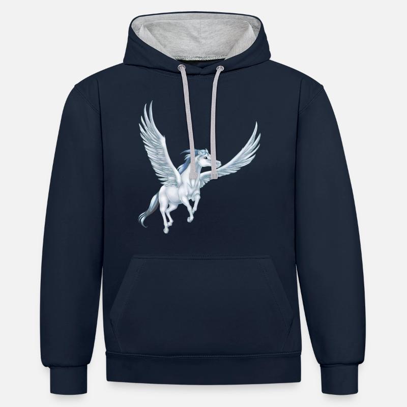 Pegasus 12 (remake de 3) - Sweat à capuche contrasté - bleu marine/gris chiné