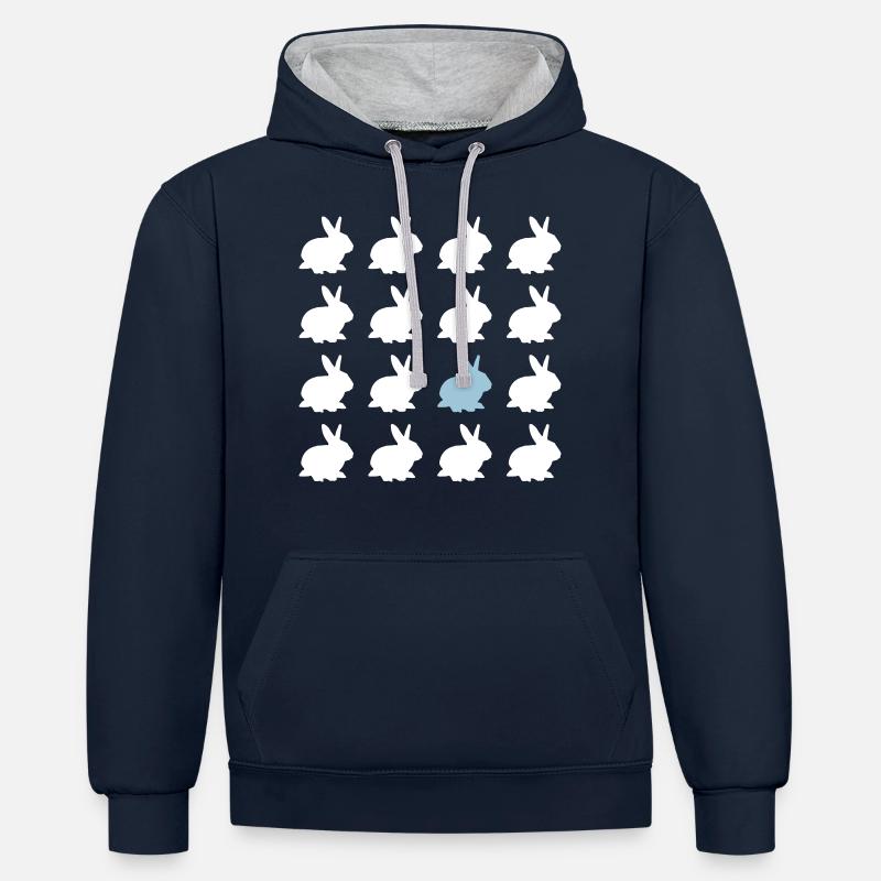 hase osterhase muster ostern - Sweat à capuche contrasté - bleu marine/gris chiné