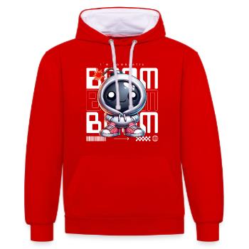 Je suis Bombastic Boom Bombe Geil - Sweat à capuche contrasté - rouge/blanc - Devant - Liana (172cm) & Jaron (178cm)