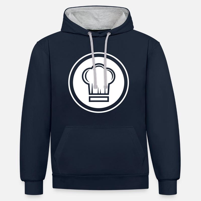 Chef chapeau de chef - Sweat à capuche contrasté - bleu marine/gris chiné