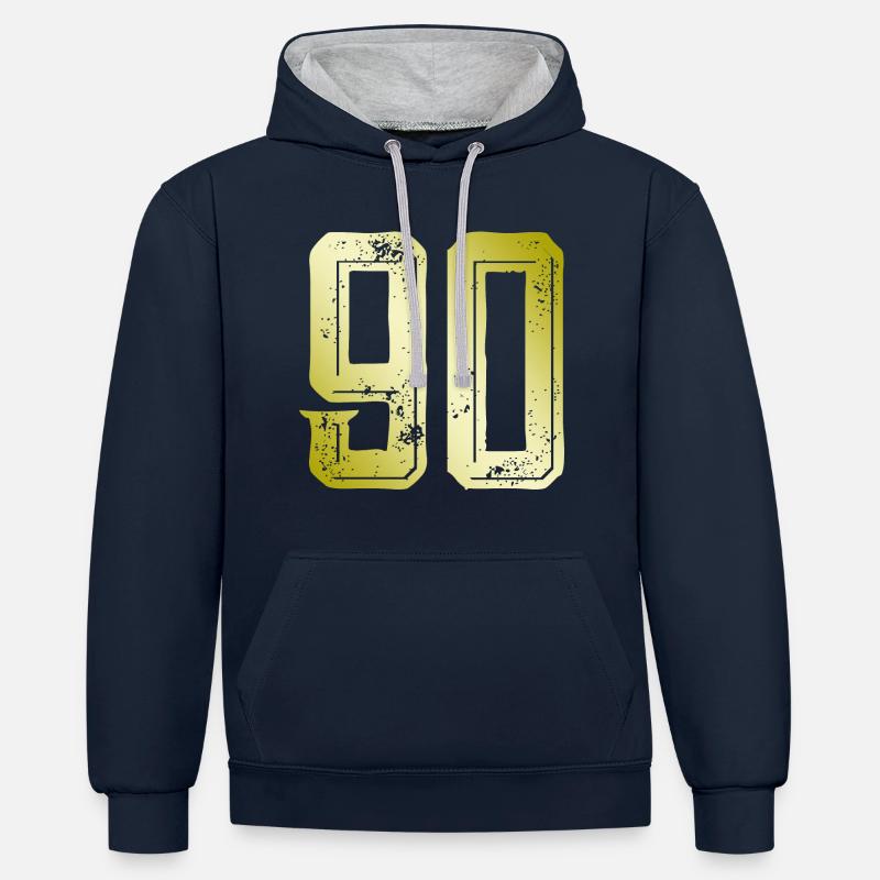 Symbole numérique 90 - Sweat à capuche contrasté - bleu marine/gris chiné