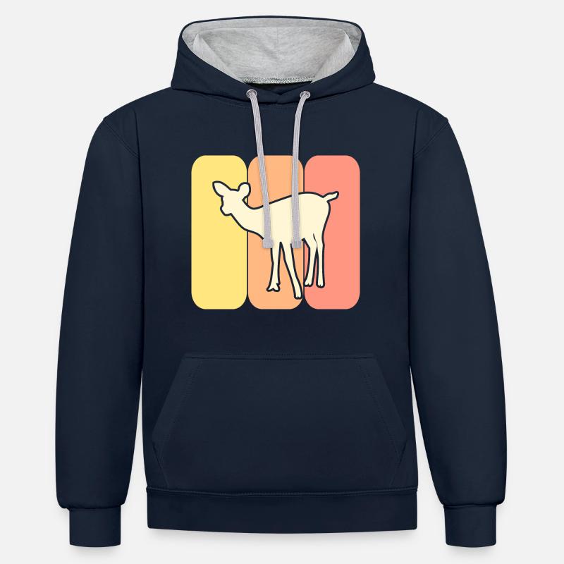 Chevreuil sauvage - Sweat à capuche contrasté - bleu marine/gris chiné
