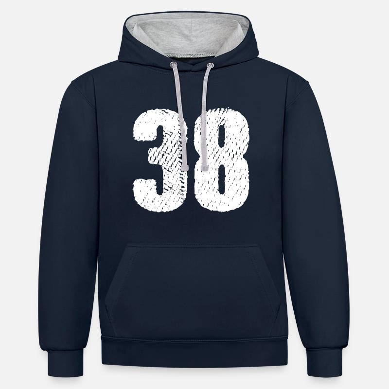 Maillot numéro 38 - Sweat à capuche contrasté - bleu marine/gris chiné