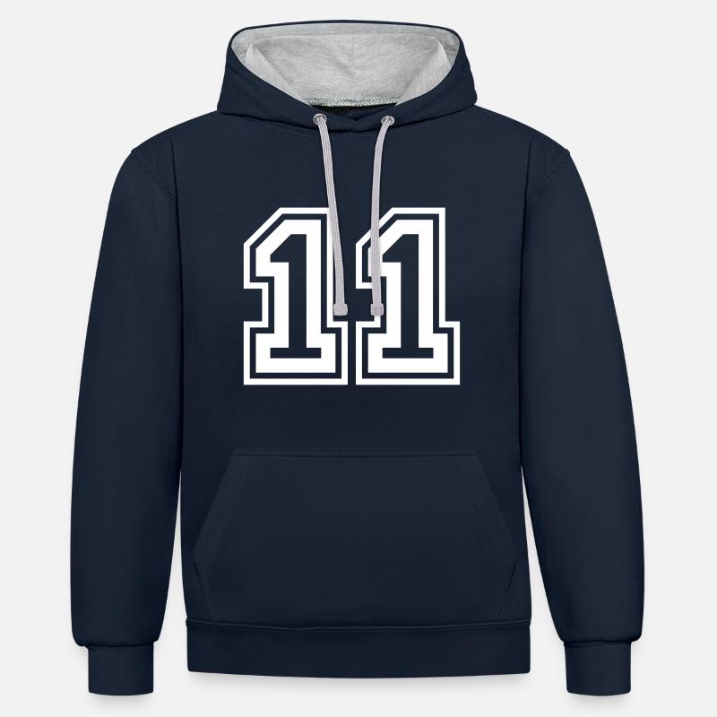 11 Numéro de numéro - Sweat à capuche contrasté - bleu marine/gris chiné