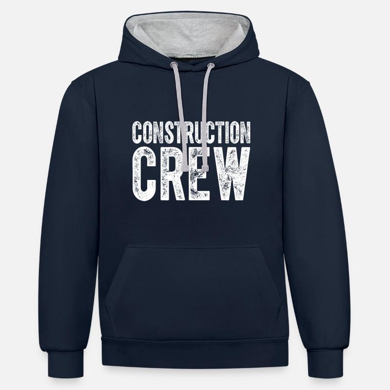 Construction Crew Construction Worker - Kontrast-Hoodie - Navy/Grau meliert