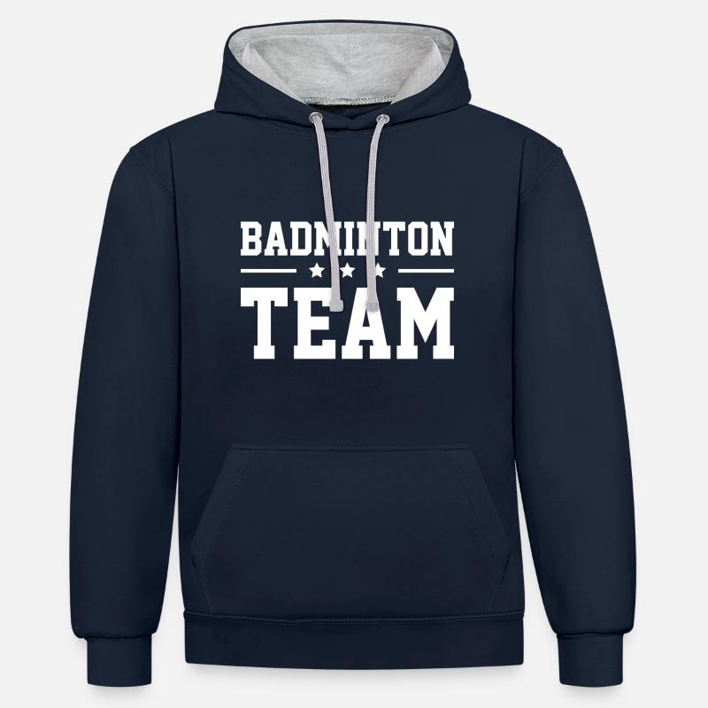 Équipe de badminton - Sweat à capuche contrasté - bleu marine/gris chiné