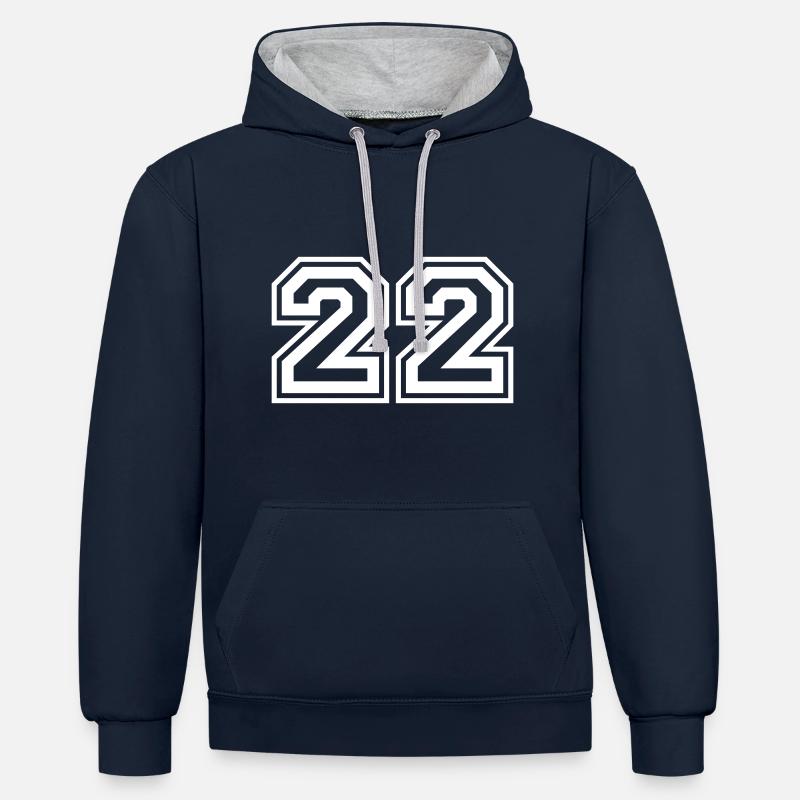 22 Numéro de numéro - Sweat à capuche contrasté - bleu marine/gris chiné