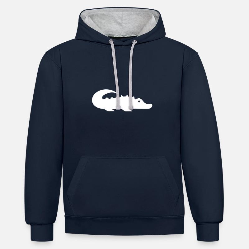 Crocodiles - Sweat à capuche contrasté - bleu marine/gris chiné