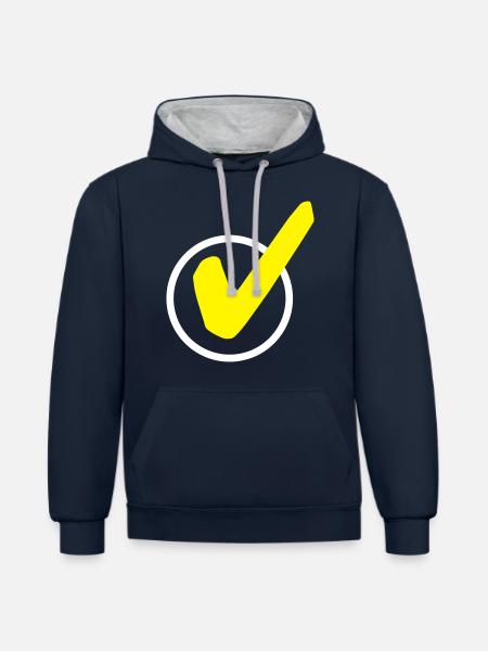 crochet symbole tique tique - Sweat à capuche contrasté - bleu marine/gris chiné