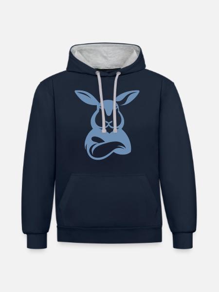 Bunny with crossed arms silhouette - Contrast hoodie - navy/heather grey