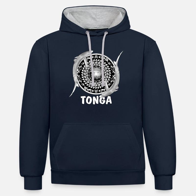 Tonga Blue Sharks - Sweat à capuche contrasté - bleu marine/gris chiné