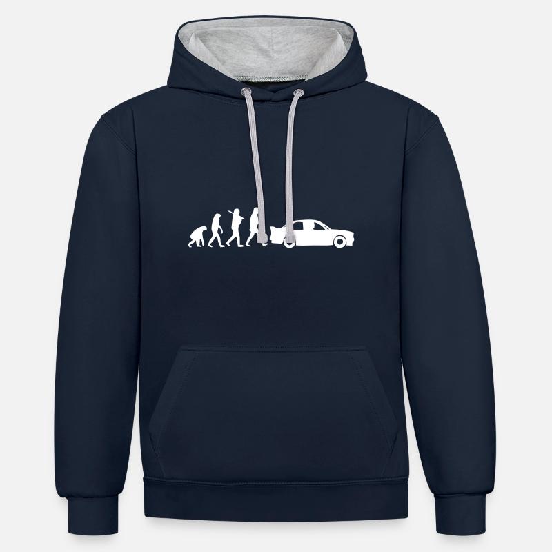 Evolution Auto Geschenk - Kontrast-Hoodie - Navy/Grau meliert
