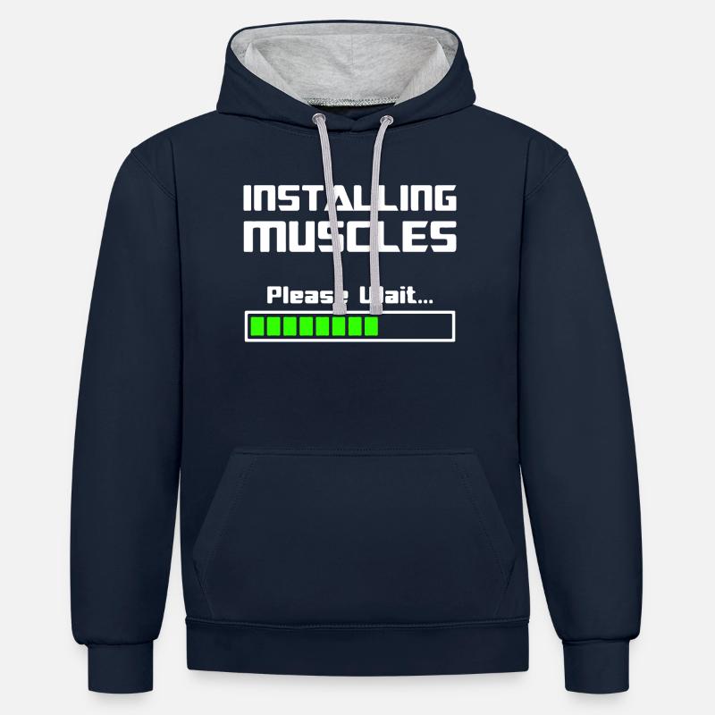 Installing Muscles Installer des muscles - Sweat à capuche contrasté - bleu marine/gris chiné