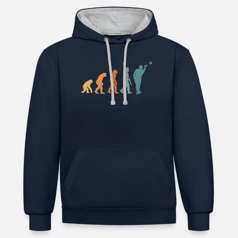 Pétanque Evolution Retro - Sweat à capuche contrasté - bleu marine/gris chiné