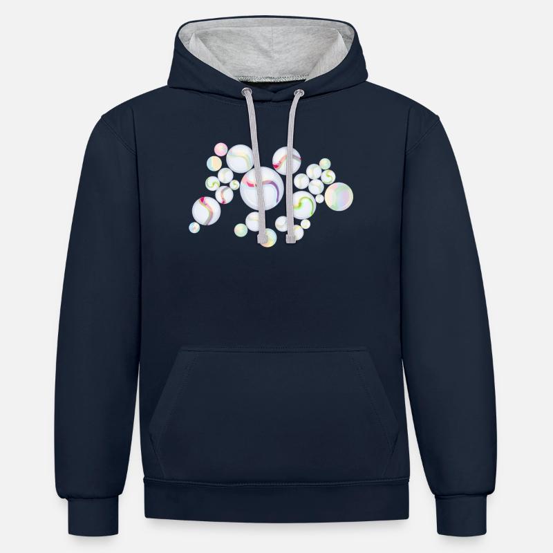 Marbres à motifs – Élégance chatoyante - Sweat à capuche contrasté - bleu marine/gris chiné