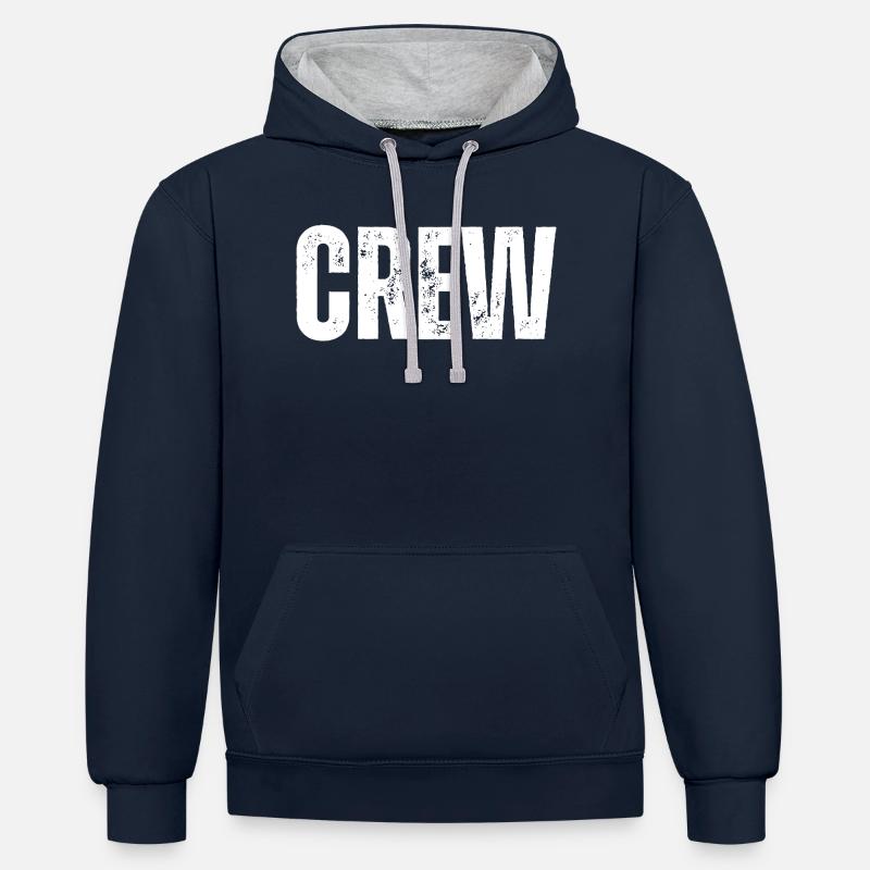 Équipage - Sweat à capuche contrasté - bleu marine/gris chiné