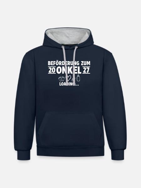 Beförderung zum Onkel 2027 loading - Kontrast-Hoodie - Navy/Grau meliert