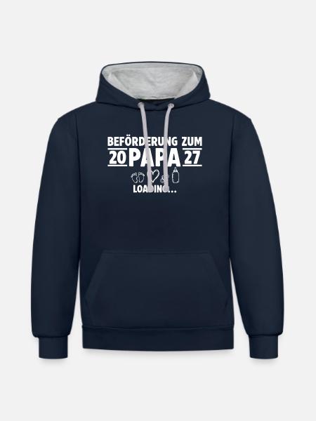 Beförderung zum Papa 2027 loading - Kontrast-Hoodie - Navy/Grau meliert