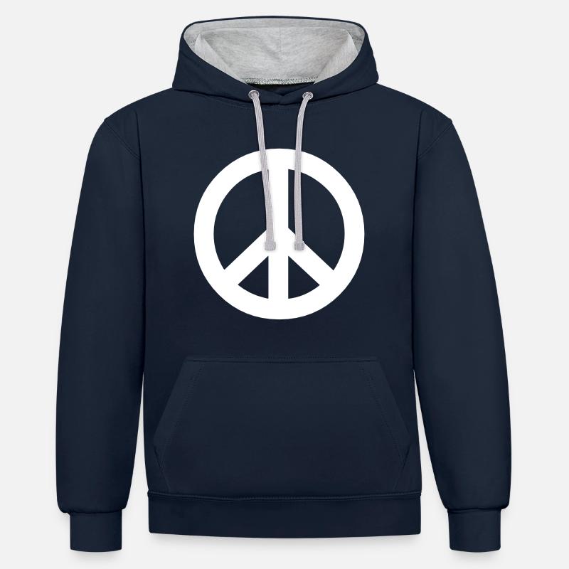 Signe de la paix - Sweat à capuche contrasté - bleu marine/gris chiné