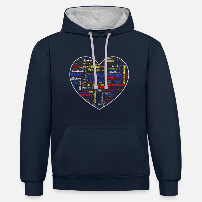 Cadeau Villes Schleswig Holstein - Sweat à capuche contrasté - bleu marine/gris chiné
